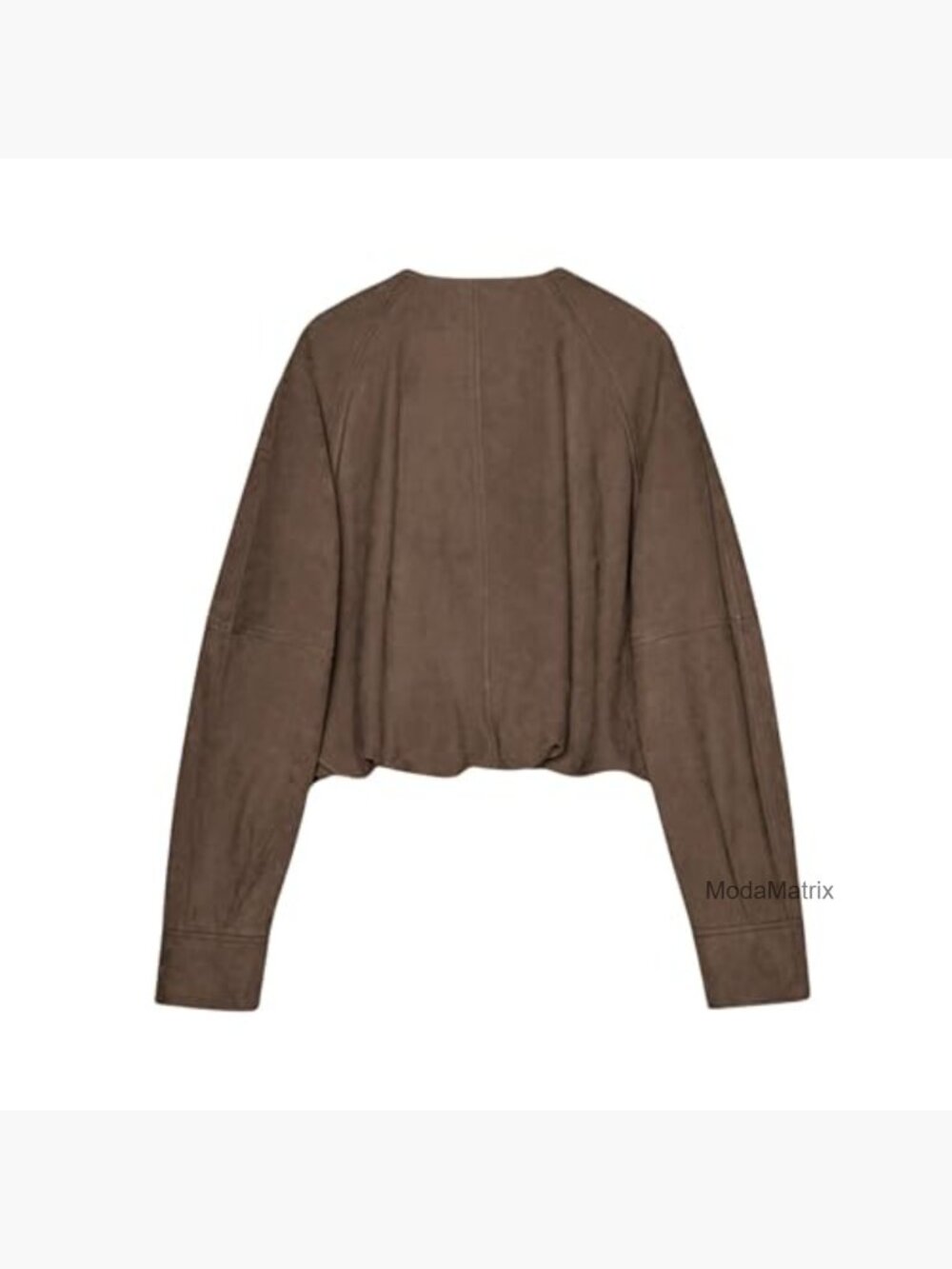 Oversized Faux Suede Button Jacket with Gathered Hem and Pockets - Picture 2 of 5